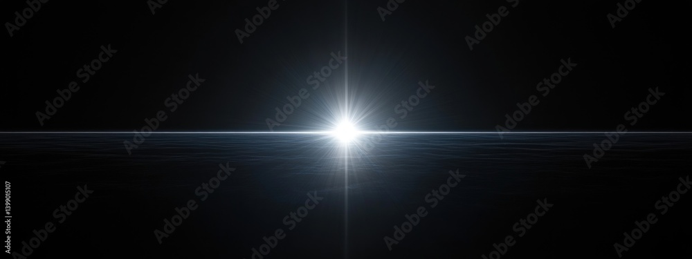 Bright Light Burst in Dark Background with High Contrast Lighting