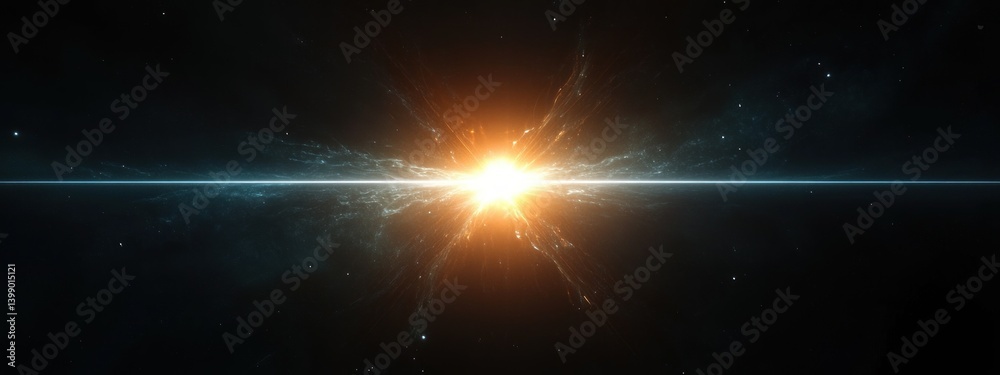 Bright Light Burst Symmetry Glowing Beam Optical Effect in Minimalist Sci-Fi Style