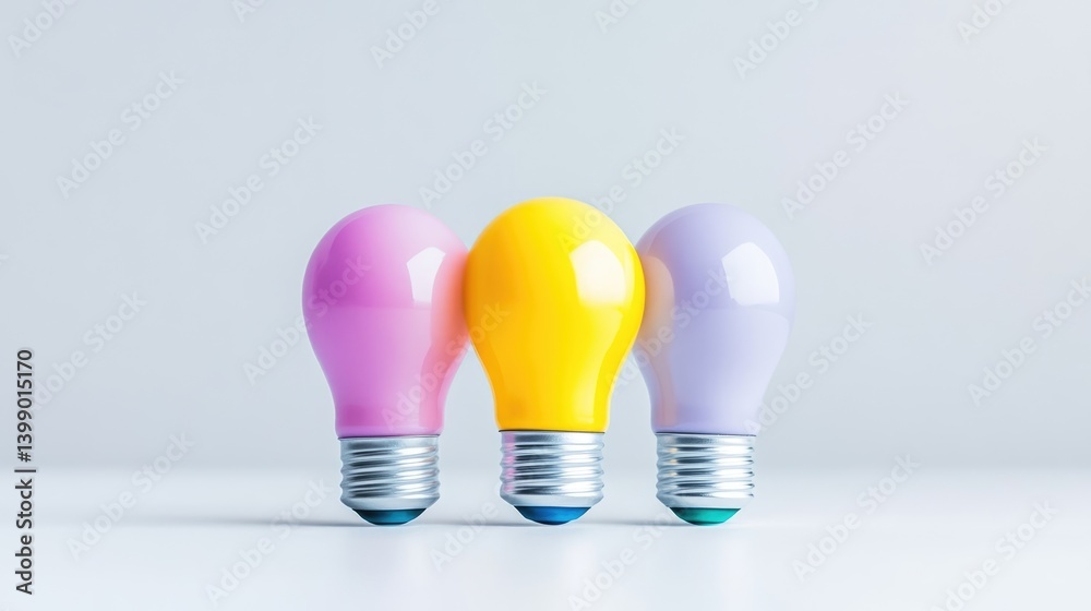 Three colorful light bulbs