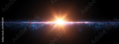 Obraz na płótnie Light Burst in Dark Void with Lens Flare Effect High Contrast Cosmic Theme w salonie