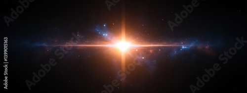 Obraz na płótnie Bright Light Burst Flare Effect in Cosmic Background with Lens Flares and Shiny Elements w salonie
