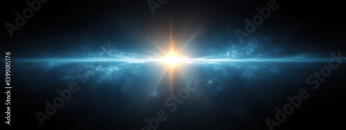 Obraz na płótnie bright blue light burst optical effect radial symmetry lens flare minimalist design w salonie