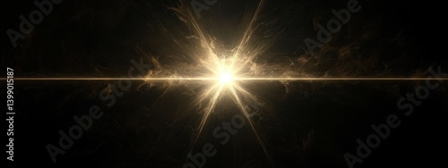 Obraz na płótnie Radiant Starburst Chiaroscuro Light Rays Cosmic Energy Minimalistic w salonie