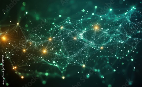 Neural Network Structure Artificial Intelligence Polygonal Mesh Cyber Technology 3D Digital Network