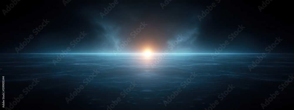 bright light glowing lens flare shine optical effects in dark void minimalist sci-fi digital art