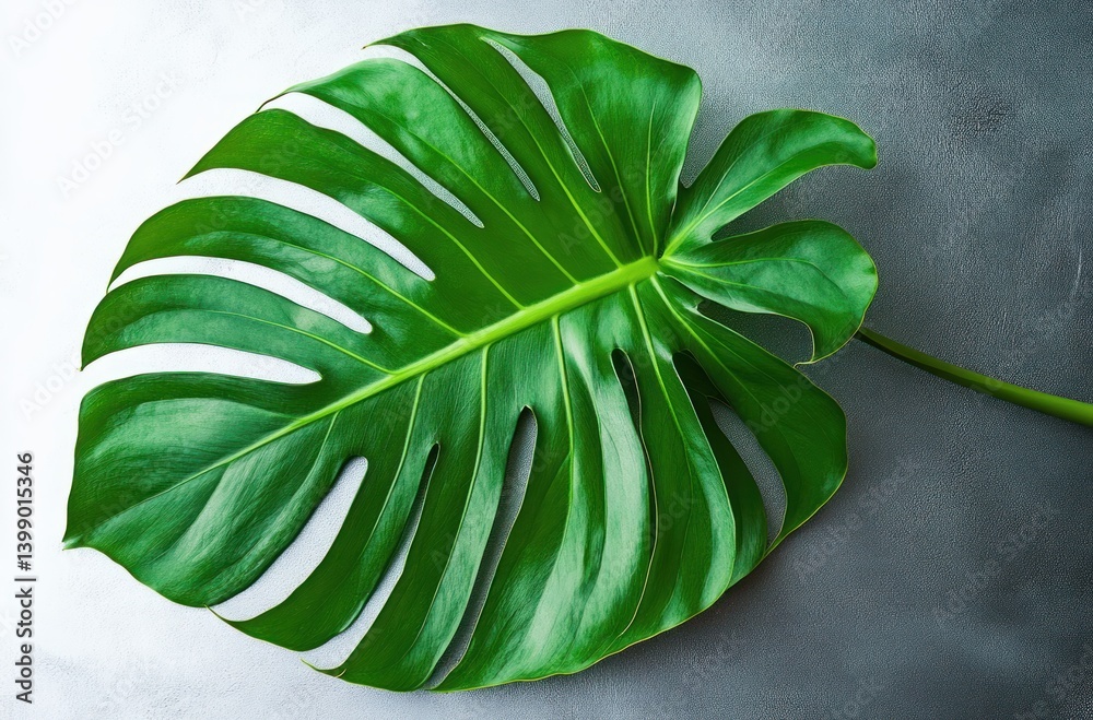 Monstera Leaf Isolated on White Background Minimalist Tropical Plant Foliage