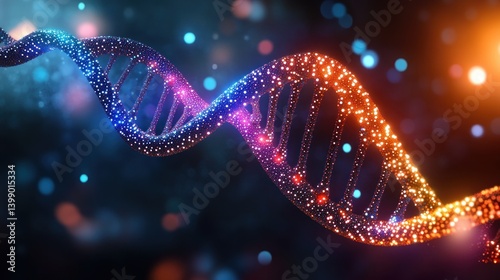 DNA Helix Cyberpunk Art with Nanotechnology and AI in Future Medicine and Genetic Research