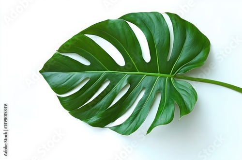 Monstera Leaf Isolated on White Background Minimalist Tropical Plant Design