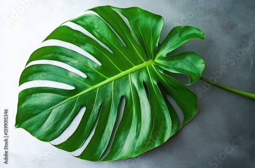 Monstera Leaf Isolated on White Background Minimalist Tropical Plant Foliage