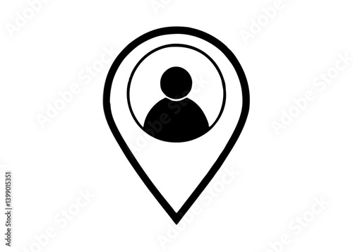 Location Pin with Person Icon: A sleek and modern location pin icon featuring a central person icon, signifying the pinpointed presence of an individual within a specific location.