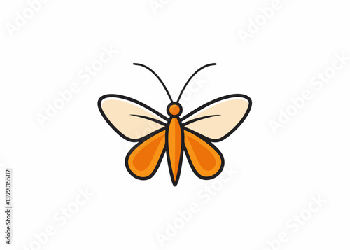Colorful Butterfly: A delightful illustration of a vibrant orange and white butterfly, showcasing its delicate wings and intricate details, perfect for designs.