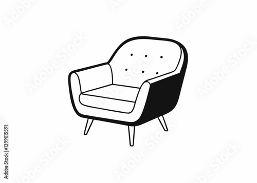 Simple Elegant Armchair Illustration: A sleek and minimalist illustration of a comfortable armchair, offering a sense of relaxation and understated design.