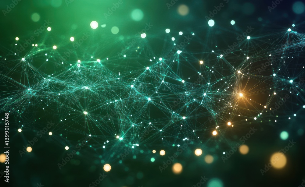 Artificial Intelligence Neural Network Digital Mesh Glowing Nodes Cyber Future Innovation Technology 3D Illustration