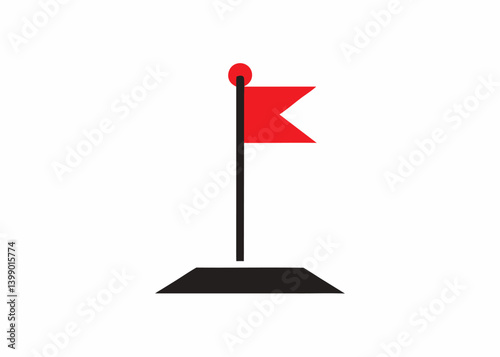 Reach for Success: A graphic representation of a red flag on a black base, embodying the essence of ambition, and achievement.