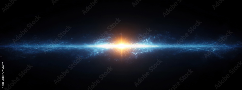 blue light burst lens flare glow shine effect minimalist design radial symmetry
