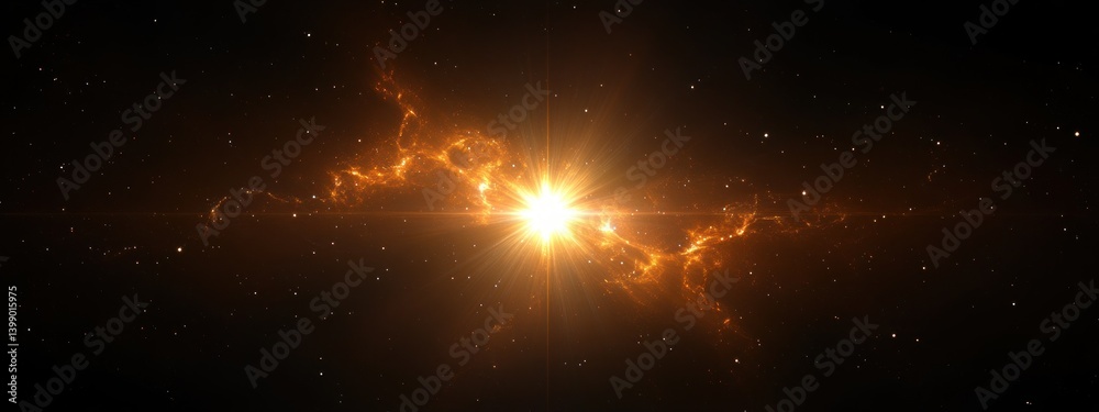 Radiant light burst shine flare glow optical lens effect digital art