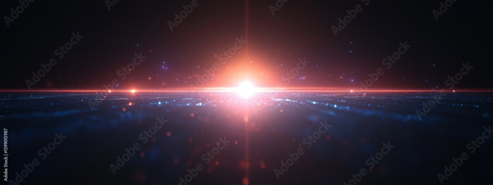 Radiant Light Source with Lens Flares and Shadows in Futuristic Sci-Fi Art