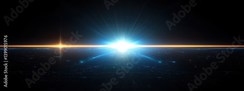 Obraz na płótnie Futuristic Blue Light Lens Flare Effect in Sci-Fi Digital Art w salonie