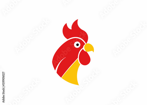 Rooster Icon: A stylized rooster icon, rendered with bold, simple shapes, offers a graphic representation of the farm animal. perfect for logo creation, branding, or any design project.