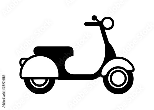 Retro Ride: A classic black and white scooter, evoking a sense of vintage charm and effortless mobility. 