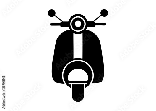 Scooter silhouette: This captivating image showcases the iconic design of a scooter, rendered in a striking black and white silhouette, evoking a sense of freedom and urban exploration.