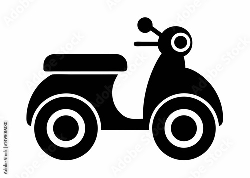 Stylish Scooter Icon: A sleek and modern scooter silhouette, perfect for conveying mobility and urban lifestyle. The design is both simple and evocative.
