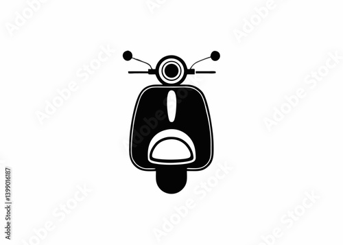 Vintage Scooter Silhouette: A sleek, black and white silhouette of a vintage scooter, capturing the essence of classic Italian design and the spirit of urban exploration.