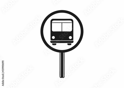 Bus Stop Sign: A simple bus stop sign, graphically portrayed, indicating the designated area for public transportation. The sign symbolizes accessibility and mobility.
