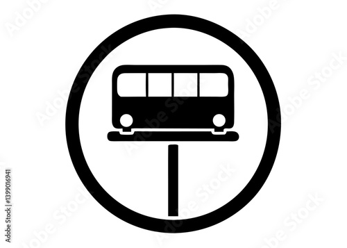 Bus Stop Sign: A minimalist and clear representation of a bus stop sign, a symbol of transit, awaits travelers. 