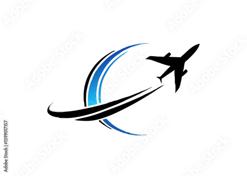 Soaring Flight: An airplane soars majestically across the vast expanse of the sky, leaving behind a sweeping trail as a symbol of travel and adventure.  This image portrays freedom and exploration