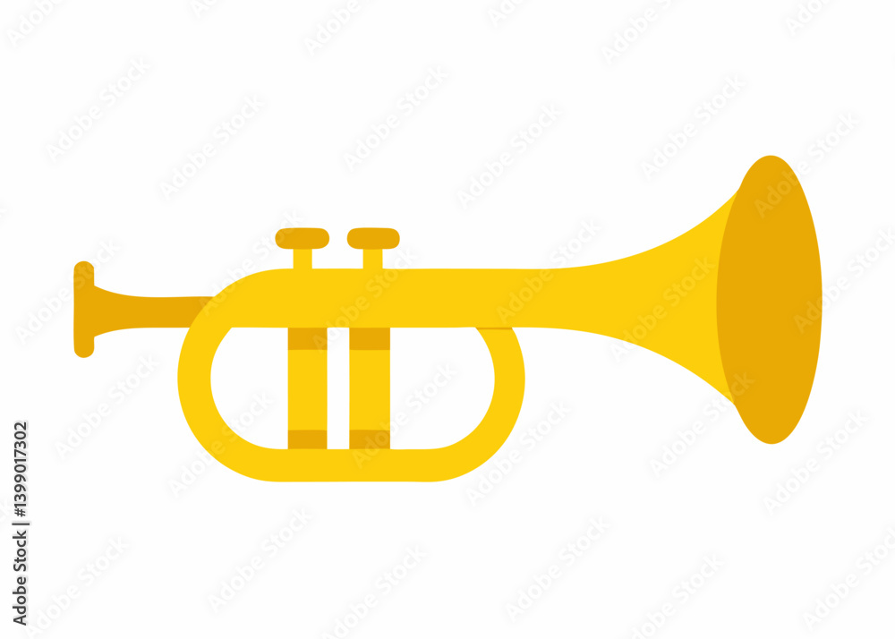 Fototapeta premium Golden Trumpet Illustration: A radiant golden trumpet gleams with promise, its curves and details capturing the essence of music's celebratory power. A beacon for sound and melody.