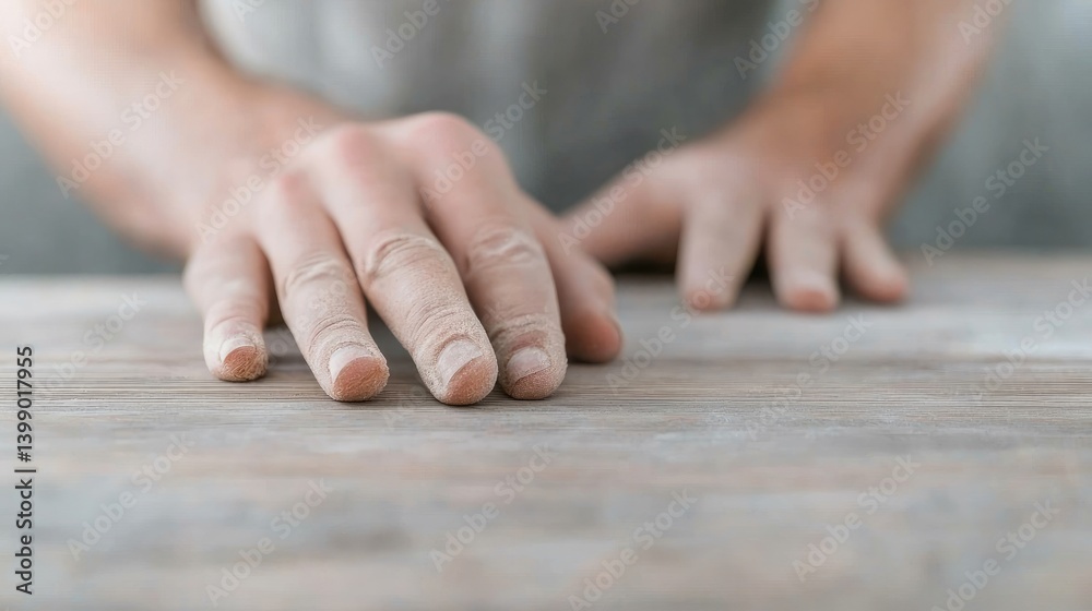 Hands smoothing a wooden surface