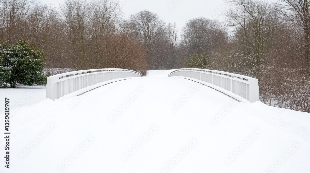 Snowy Bridge in Winter Woods