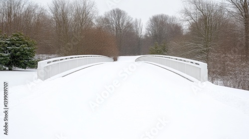 Snowy Bridge in Winter Woods