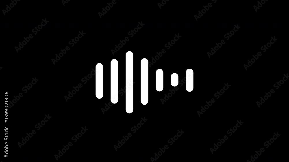 White sound wave animation on black background