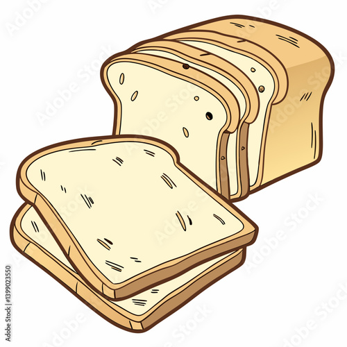 Sliced White Bread Loaf Cartoon Breakfast Toast Sandwich