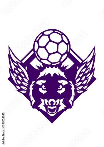 handball loup aile logo sport club