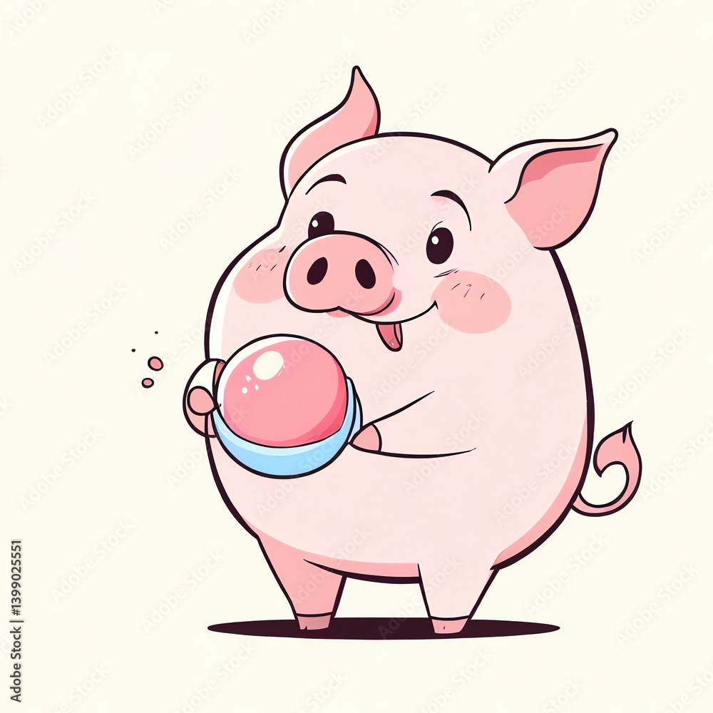 Adorable Pink Piglet Enjoying a Sweet Treat