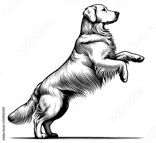 Hand drawn cute Golden Retriever in full-body, vector sketch isolated on white background, SVG vector	