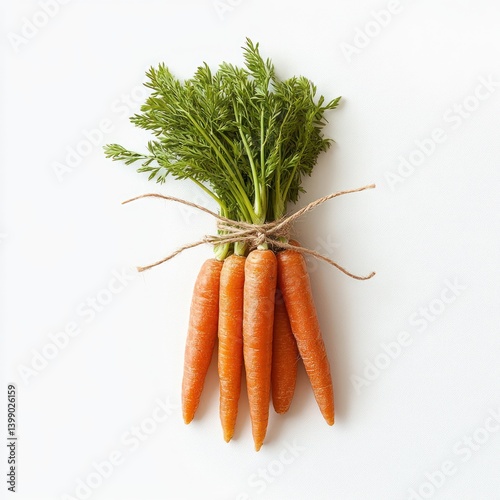 Fresh Carrots Bunch on White Background Minimalist Style Natural Lighting