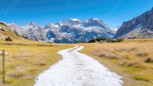 Obraz na płótnie Scenic mountain path with snow w salonie