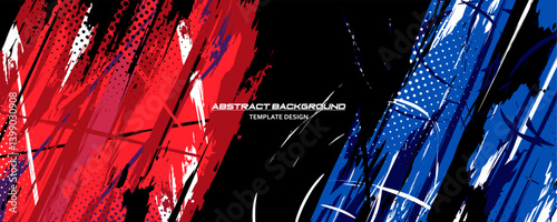 Red and Black Abstract Background Vector with Sportly Style and Grunge Effect. Brush Stroke Illustration Vector, Poster. Scratch Texture Elements For Design Template