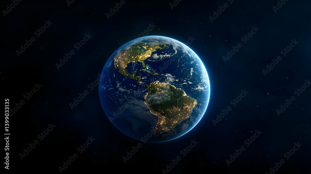 Obraz premium Pixelated Earth In Dark Space