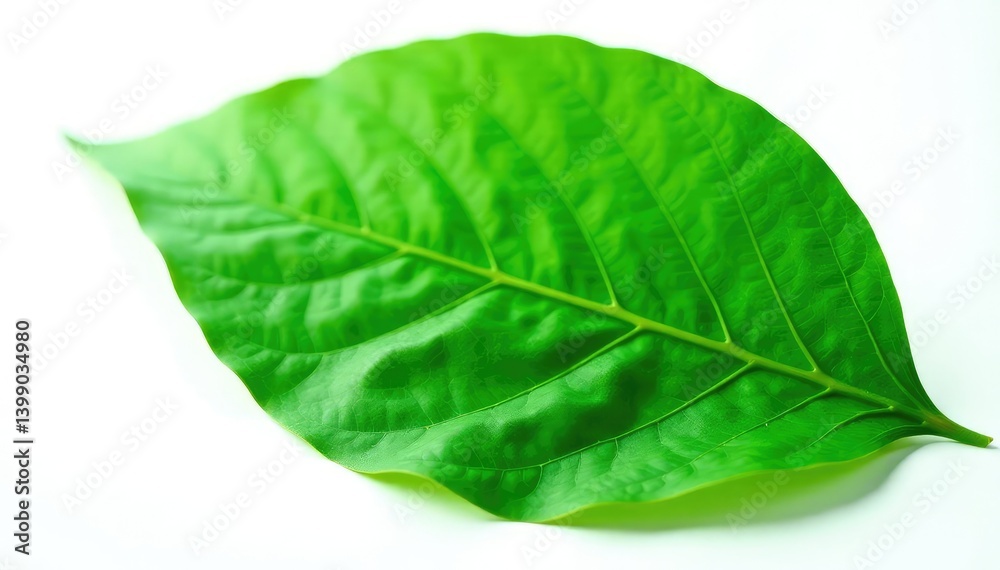 Fototapeta premium Large leaf isolated on white background with veins and ridges, leaves,