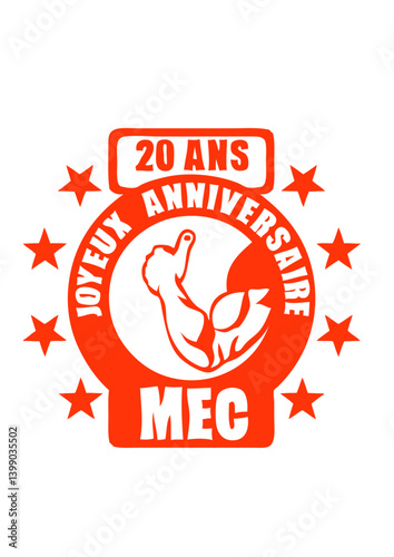20 ans mec bras ok muscle anniversaire logo