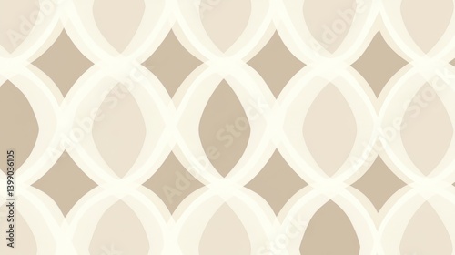 Obraz na płótnie Elegant seamless vector pattern with curved lines and smooth diamond shapes, in soft neutral tones, featuring a retro vintage geometric design. w salonie
