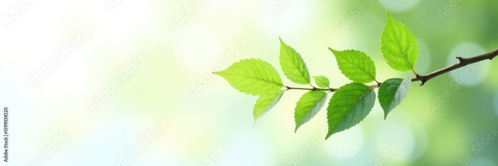 Single leafy branch suspended in air on white, form, branch, nature Single leafy branch suspended in air on white, form, branch, nature