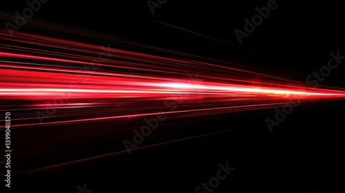 Striking red light streak on a deep dark background, symbolizing fast movement and digital speed