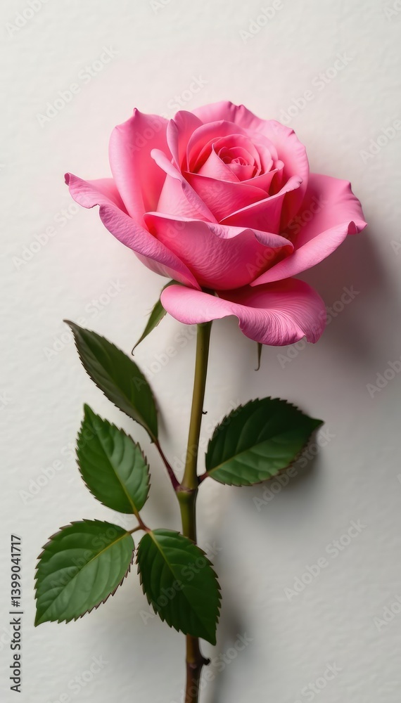 Naklejka premium Single rose petals unfolding against a plain surface, bloom, delicate