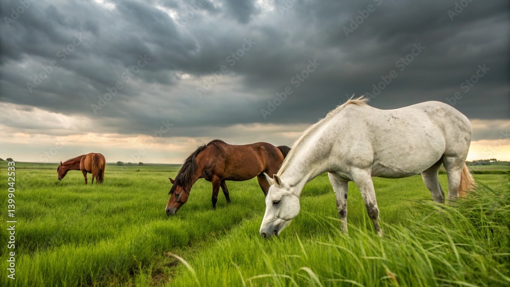 Obraz premium Two horses in the field